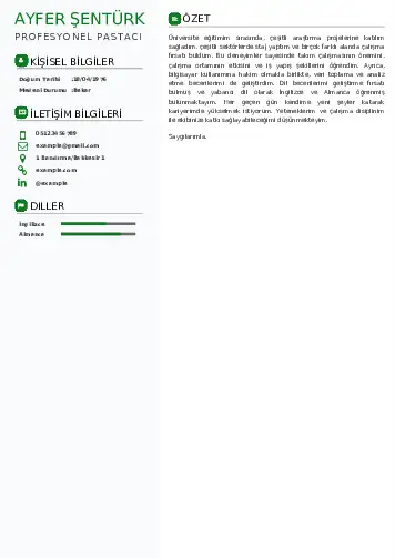 Pastacı Cv Örnekleri cv indir